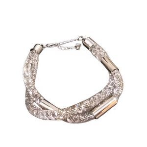 Simply Brilliant Swarovski Crystal Dust Charm Double Bracelet-White